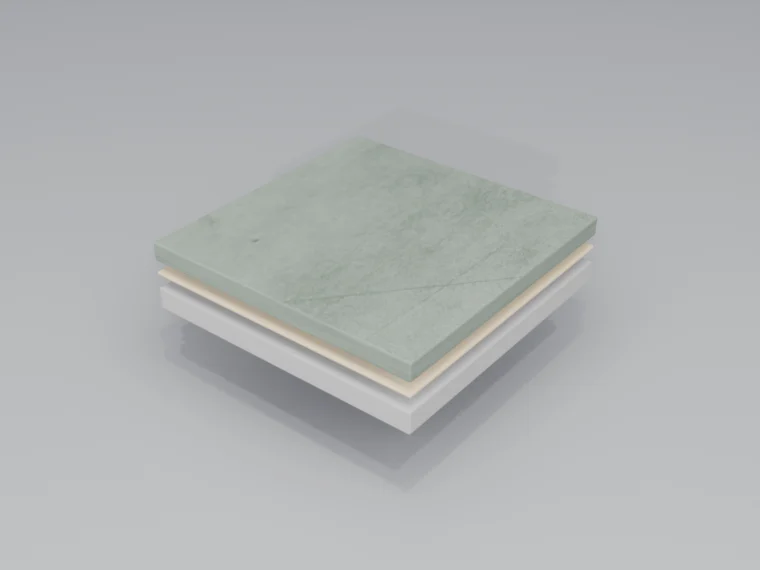 PU-cement — floor system cross-section (3D render)