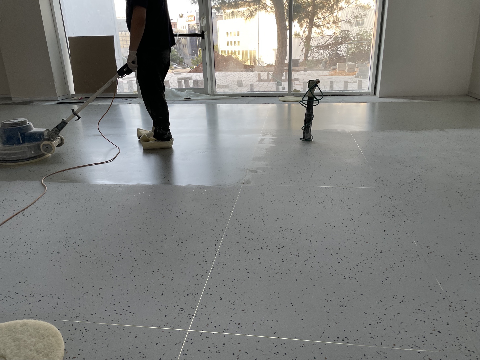 Terrazzo cement floor — surface detail