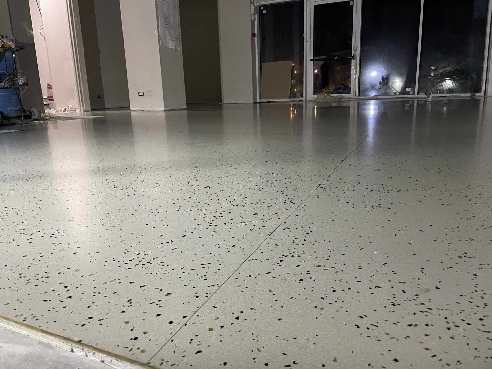 Terrazzo cement floor — finished surface