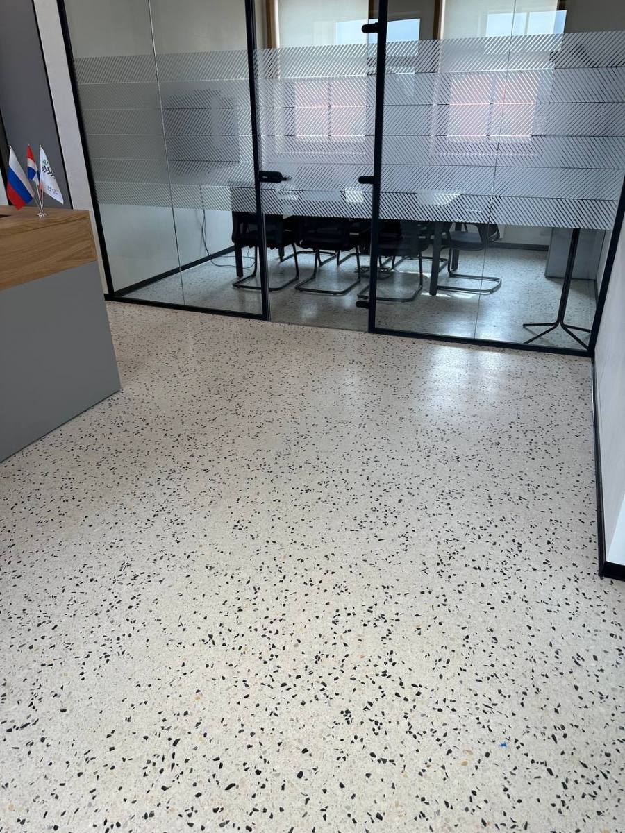 Finished terrazzo style floor detail